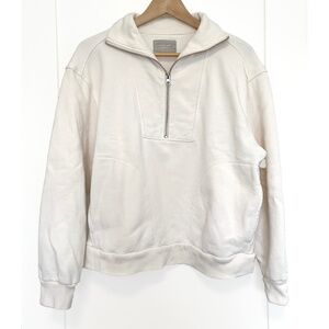 Everlane Half Zip Sweatshirt in Cream